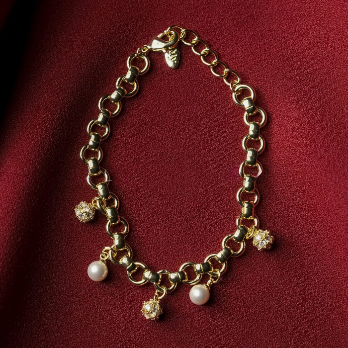 Parıltılı İnci Charm Bileklik